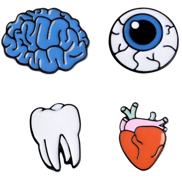 

4pieces personality brooch badge creative funny brooch pins lapel pin collar tips, Gray