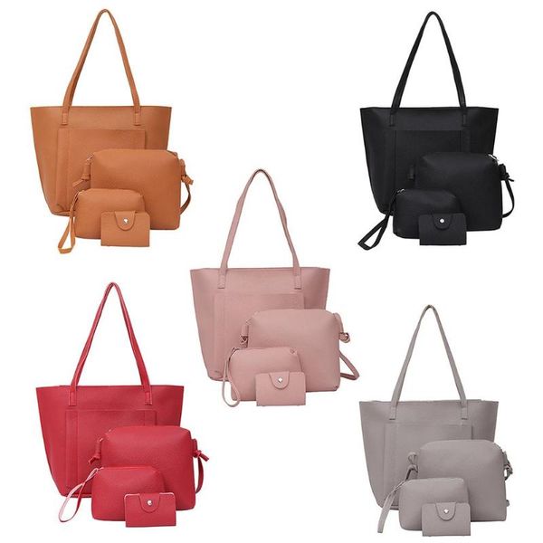 

4pcs/set shoulder handbags leather women crossbody bags clutch card holder