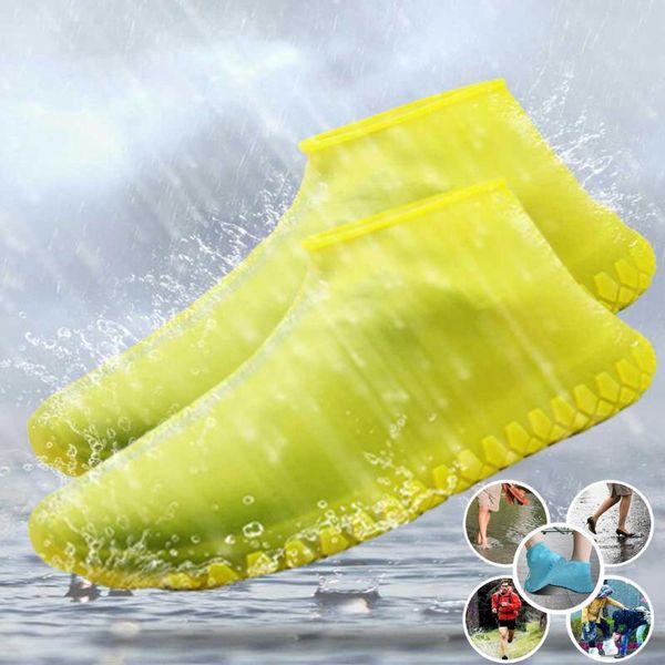 

silicone waterproof shoe cover outdoor rainproof hiking skid-proof shoe covers shoes protectors reusable rain boots aw5, White;pink