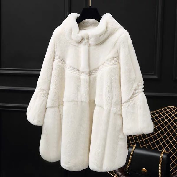 

autumn winter real/genuine rex fur coat women winter natural rex fur coat/jacket a177, Black