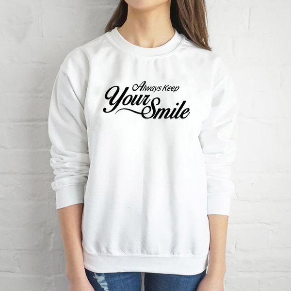 

always keep you smile sweatshirt women fashion cotton casual funny slogan quote pure casual pullovers cute vintage l146, Black