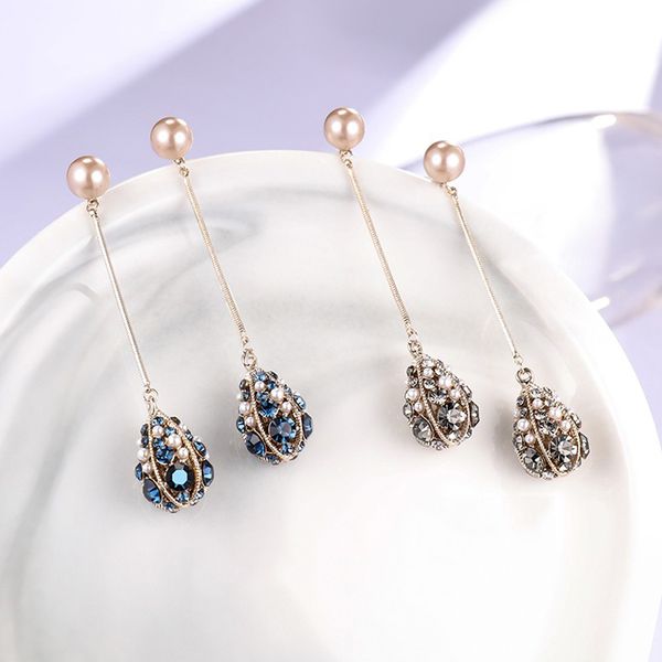 

barroco estilo vintage brincos longos feminino s925 prata agulha gota borla brincos de cristal gota de Ã¡gua brinco para mulheres brincos, Golden