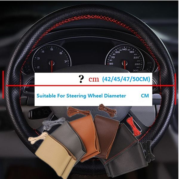 

genuine leather 42/45/47/50 cm bus truck car steering wheel cover for iveco cummins truck bus van lorry