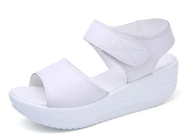 

yeeloca 2020 ladies female genuine leather shoes sandals woman platform hook loop casual summer 015, Black