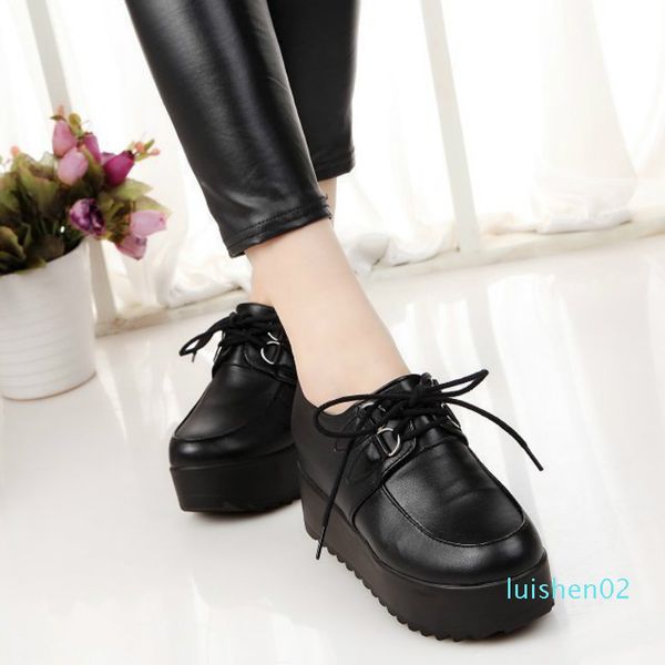 

women sneakers 2020 new fashion women casual shoes trends in female flats platform spring autumn lace up shoes size 35-40 l02, Black