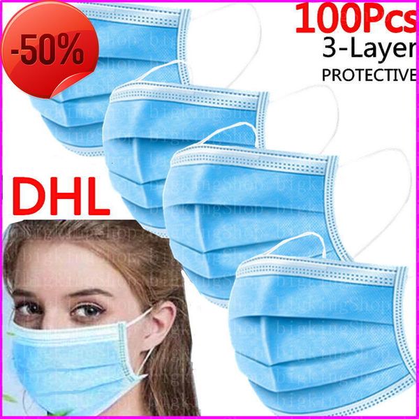 

C5BY 100 шт. DHL пылезащитный 3 слоя одноразовые пыли рот защитные маски для лица с эластичными серьгами Маска