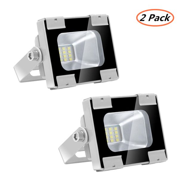 

2 пакет 10 вт светодиодный прожектор, супер яркие огни безопасности, ip65 водонепроницаемый открытый пейзаж прожектор для двор, сад, детская