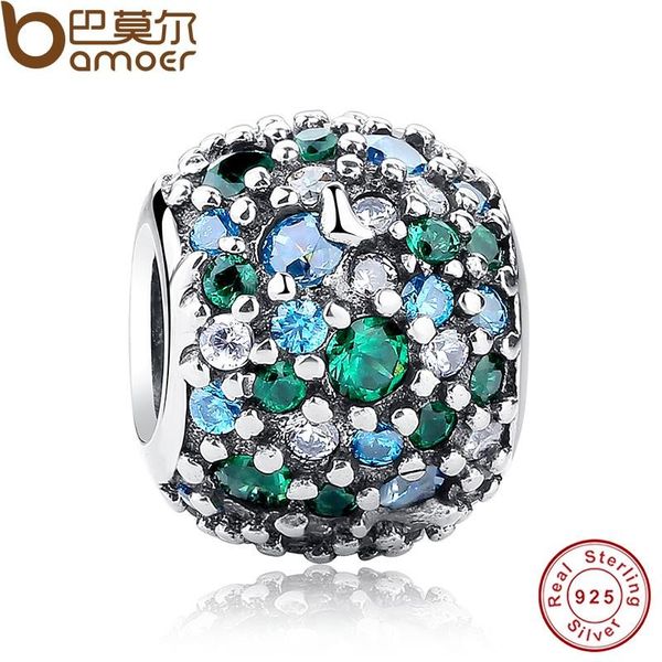 

подарочные подвески fit оригинальный браслет стерлингового серебра 925 мозаика океан pave, смешанный зеленый cz зеленый хрустальные бусины p, Slivery;golden