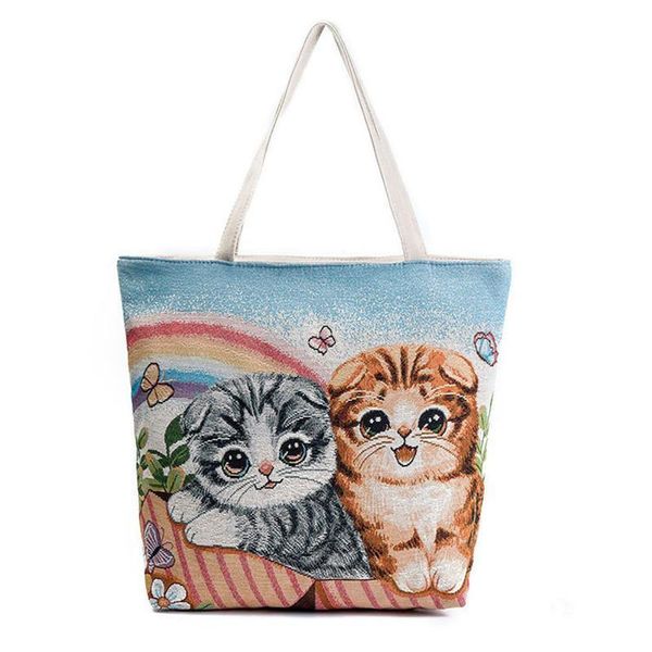 

shoulder bags women new arrival handbags creative cute jacquard canvas women bag rainbow work party leisure lady shoulder bag