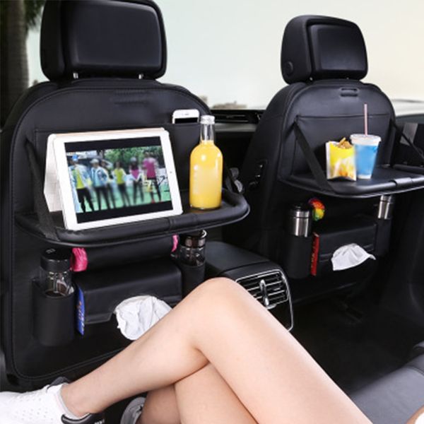 

table pocket storage bag car seat back travel bottle cellphone tablet multifunction foldable pu leather auto universal organizer