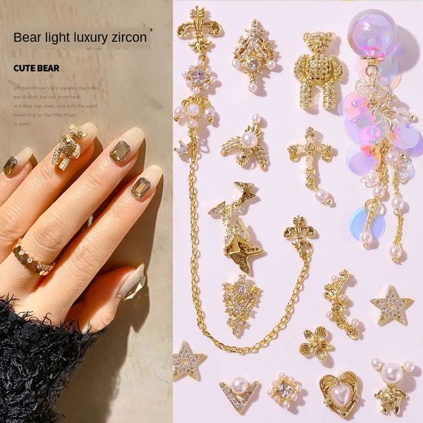 

nail lz same bear nails decorated with new light fully-jewelled activities bear butterfly pendant nail decorations, Silver;gold
