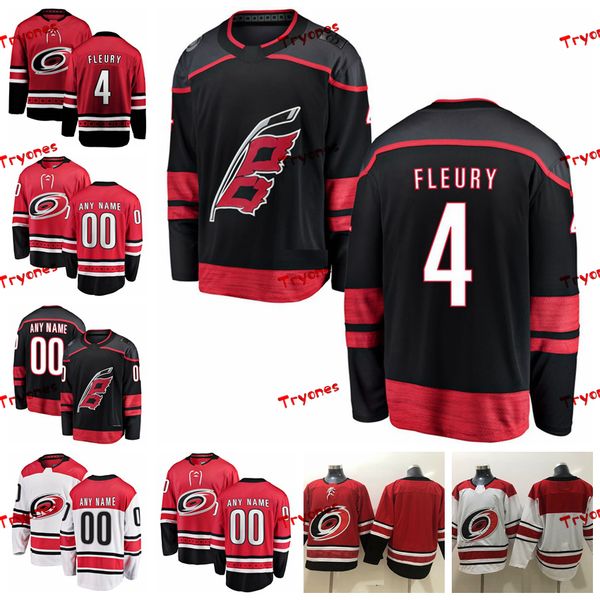 

2019 carolina hurricanes haydn fleury stitched jerseys customize alternate black shirts 4 haydn fleury hockey jerseys s-xxxl, Black;red