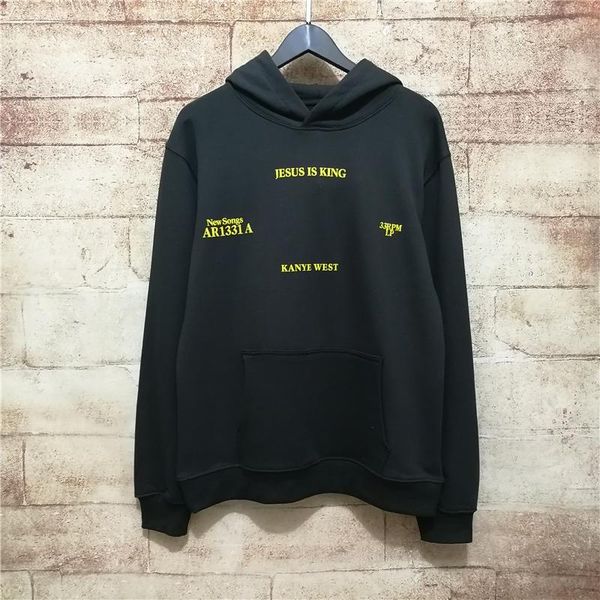 

jesus is king letter print hoodies for men women sweatshirt kanye w men women sweatshirts loose design clothing fleece xsq, Black