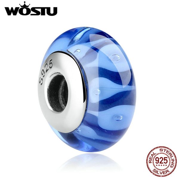 

высокое качество 100% стерлингового серебра 925 синий looking мунаро стеклянные бусины fit оригинальный wst браслет аутентичные s925 ювелирн, Blue;slivery
