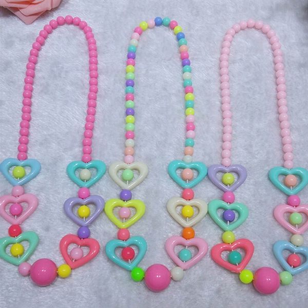 

1pcs big heart candy color heart-shaped acrylic necklace for children, Silver
