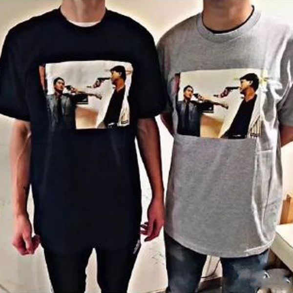 

18fw спм-убийца кровавый дуэт кобрендинговые футболка новый ретро высокая мода с коротким рукавом мужчин и женщин пара черный и белый тройни, White;black