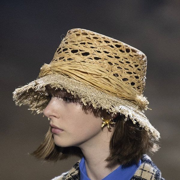 

hollow out retro beach fisherman hat basin hat fashion straw fashion tassel woman, Blue;gray