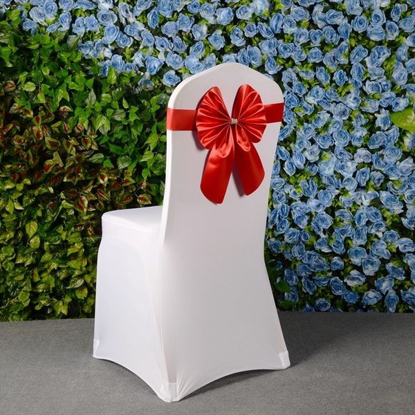 

эластичные атласные свадебные чехлы для стульев розовый бургундский красный стул пояса банкетный бант свадебные аксессуары для вечеринок орн
