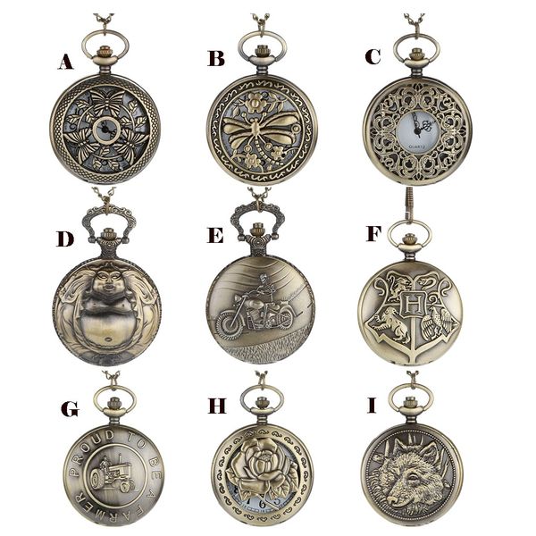 

2019 fashion personalized pattern steampunk vintage quartz roman numerals pocket watch montre relogio watches men reloj hour, Slivery;golden
