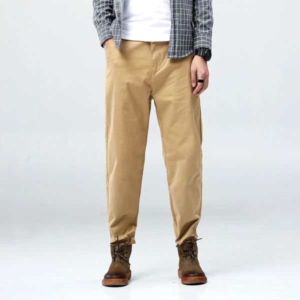 

brand pants men casual elastic long trousers male cotton pencil trousers long pant men's spring autumn plus size 30-48, Black