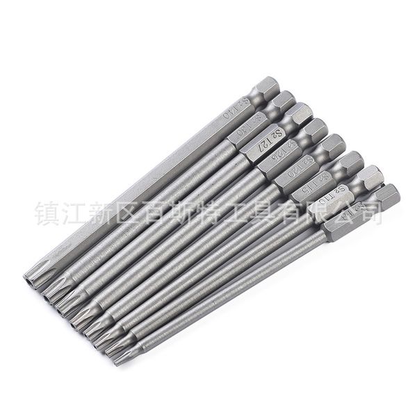 

8pcs t8/t10/t15/t20/t25/t27/t30/t40 150mm/100mm length torx screwdriver bit s2 steel magnetic electric screw driver set