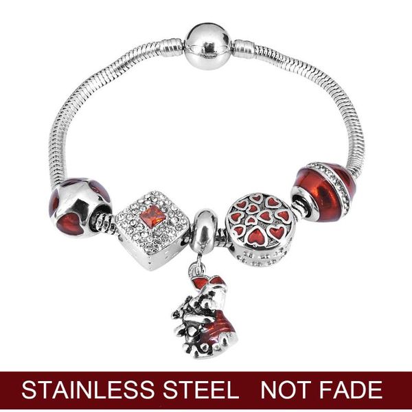 

charm bracelets european lucky pendant white crystal beads for women brand bracelet girl jewelry gift, Golden;silver