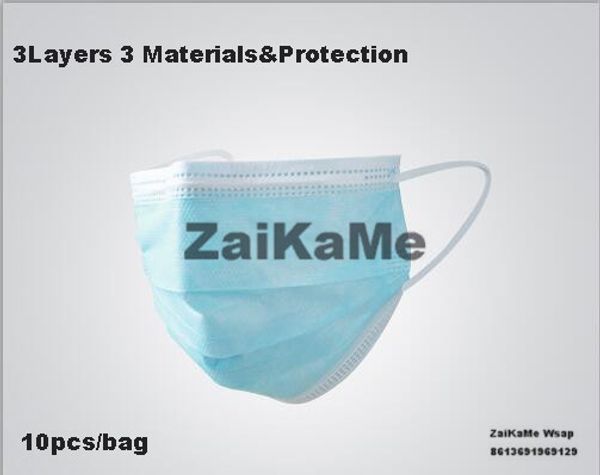 

10 pcs/bag 3 layer facial protective cover non-woven dust mask thickened disposable mouth mask features as kf94 ffp2
