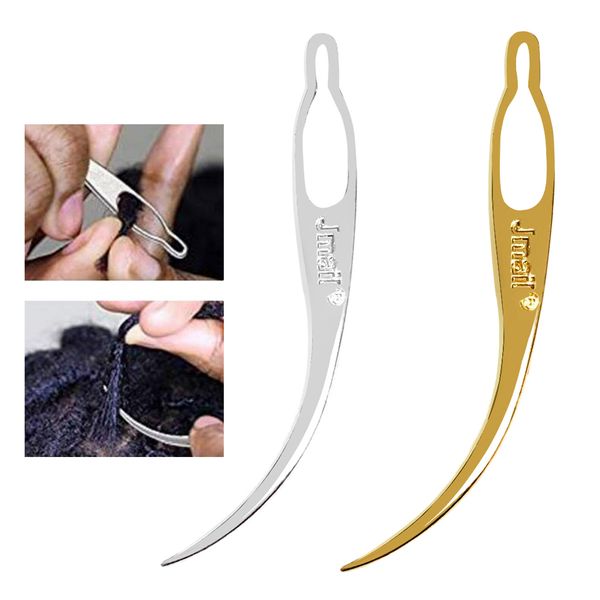 

2x dreadlocks tool craft dreadlocks hair wig making 3\" golden+silver