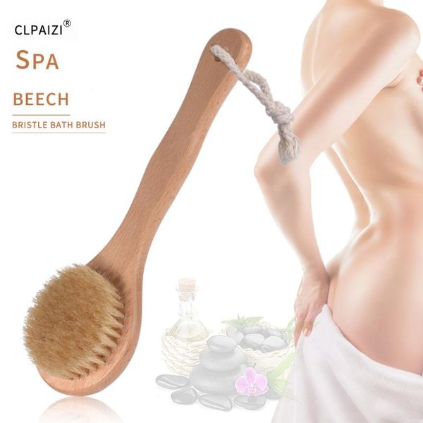 

clpaizi natural bristle bath brush promote blood circulation body dry brush shower wooden body massage bath brushes d30