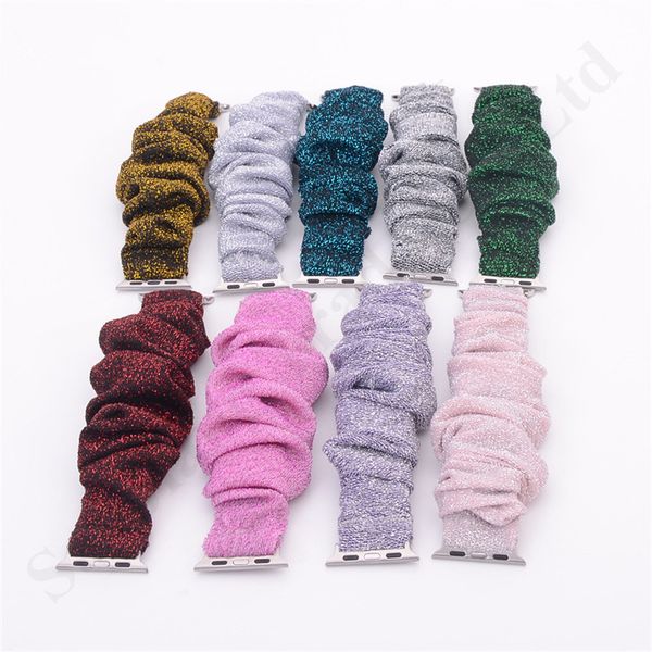 

34 цвета apple наблюдать bands 38мм 42мм scrunchie эластичный ремешок scrunchies блеск ткань браслеты мода часы ремни ремни a110501, Black;white