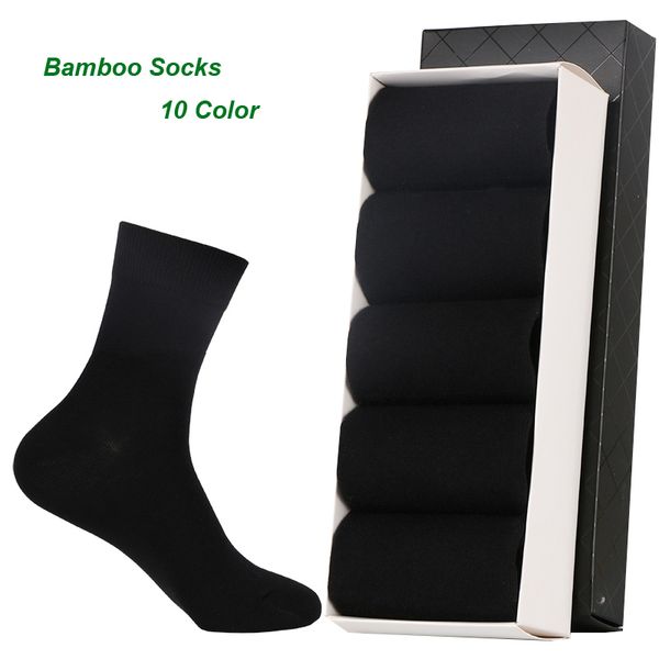 

5pairs/lot pure color bamboo socks for men summer breatheable socks no smell men brand gentleman business dress no box, Black