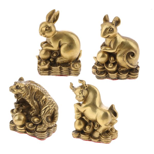 

chinese shengxiao animal lucky charms zodiac animal collectible figurines money wealth home office feng shui decor.(4pcs set