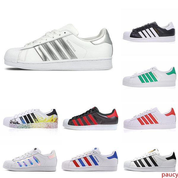 

size 36-45 original superstar white hologram iridescent junior superstars casual shoes super star women men women leather fashion shoe