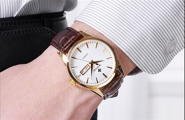 

2019 the most popular genuine brand men watch of the couple, Slivery;brown