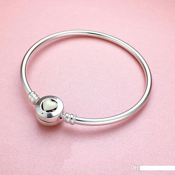 

925 sterling silver white сердце эмаль браслет первоначально коробка для браслетов pandora ювелирных изделий подвески серебряного браслета ж, Black