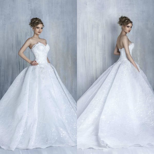 

tony chaaya ball gown 2020 wedding dresses appliques sweetheart lace tulle beads bridal gowns princess plus size bride wedding gown, White