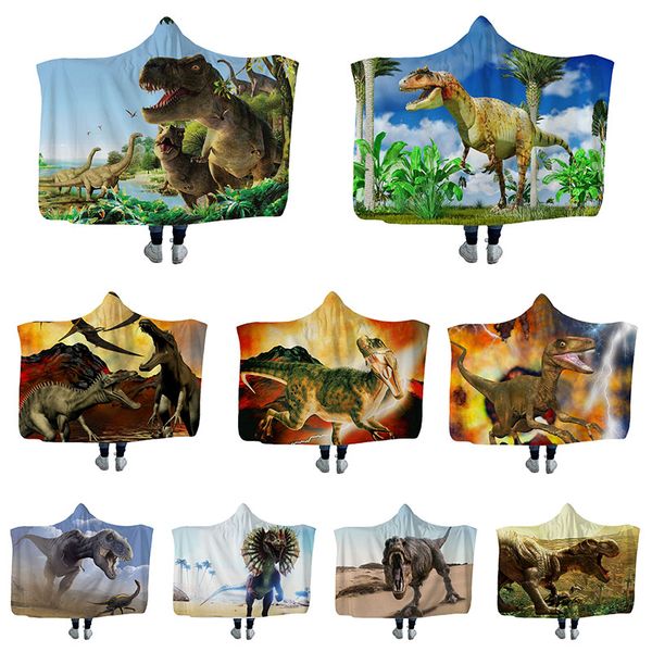 

3d dinosaur print wearable blanket cloak creative winter soft cartoon hoodie blanket office rest blankets 130*150cm/150*200cm