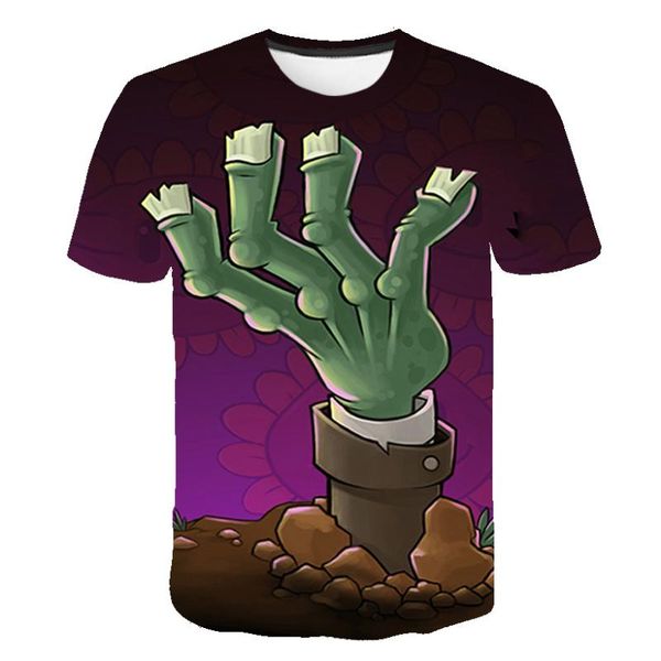 

2020 summer new t shirt men plants vs. zombies 3d game printing mens t shirts o-neck loose short sleeve shirt for men, White;black
