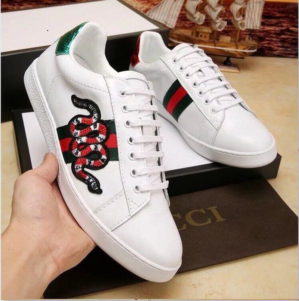 

Дизайнер обуви туз роскошные вышитые белый тигр пчелы змея обувь из натуральной кожи дизайнер кроссовки мужские Женщины Повседневная обувь размер 36-44 86420