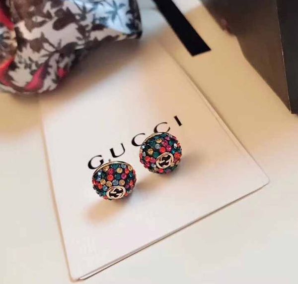 

Luxury diamond drop earring with colorful diamond fa hion brand name earring in 925 ilver needle with box p 6795a, Golden