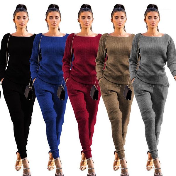 

pants clothing sets designer suit 19ss women 2019 spring casual suits 2pcs outfits knitted, Gray