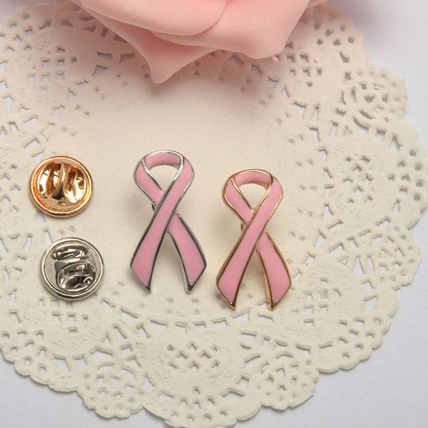 

2 pieces pink breast cancer awareness charity ribbon lady jewelry brooch pin, Gray