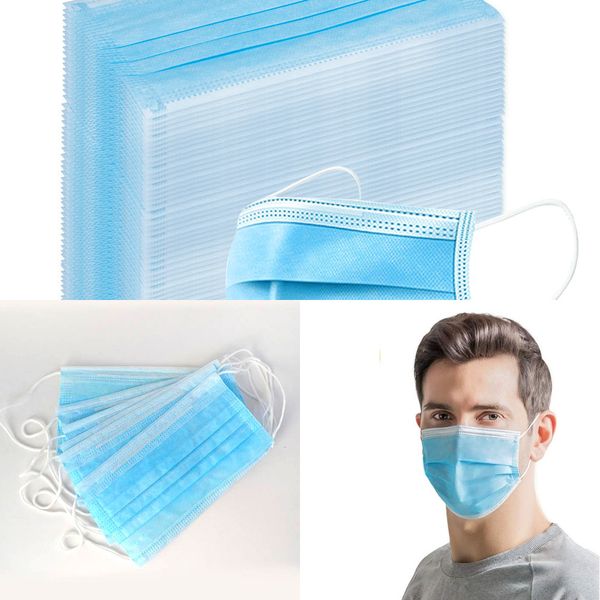 

100pcsadult одноразовые маски для лица рот 3-слойный нетканый пылезащитный маска для лица грипп дышащий pm2. 5 фильтр маска n04090