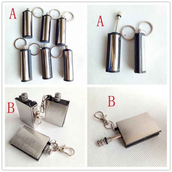 Постоянные сигаретные зажигалки с ключом с серебристым серебристом без масла Легкие инструменты аксессуары 2 стили выбирают