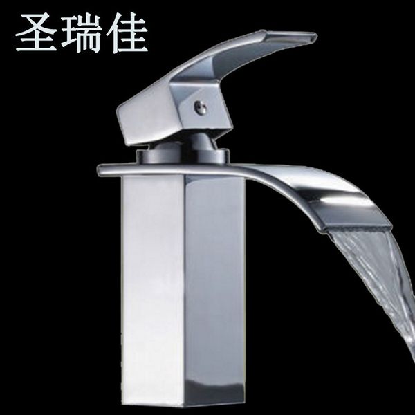 

santa rui full copper wash basin waterfall mixture water tap single hold and cold mix water valve faucet platform basin