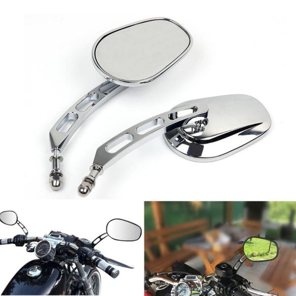 

motorcycle oval chrome rear view mirror retro refit rearview mirror 10 mm screw