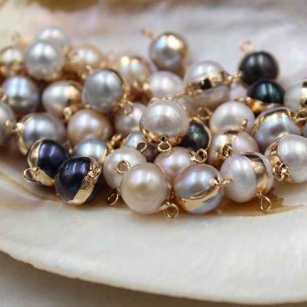 

10pcs/lot 4 colors new issue 12mm freshwater baroque pearls beads diy accessories 14 k plated copper rim double cliver clad pearl beads, Silver