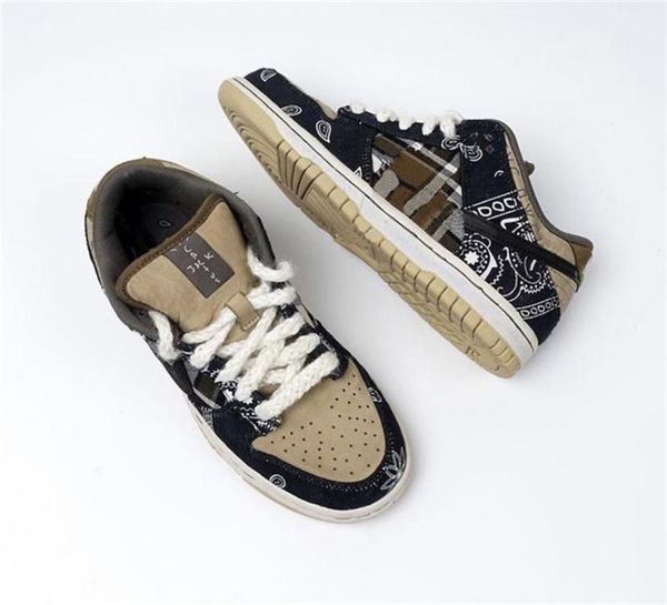 

2020 горячие аутентичные трэвис скоттс x sb dunk низкий парашют бежевый мужчины женщины петра коричневый черный ct5053-001 скейт баскетбольн, Black