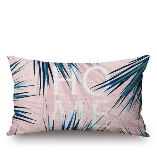 

american style tropical decoration cushion plants artificial palm leaves fabric color rectangular pillows headrest for bedding