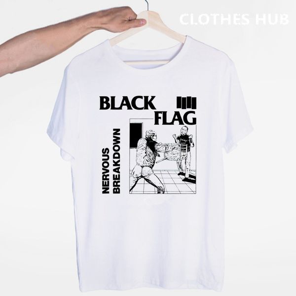 

black flag t-shirt summer o-neck short sleeve punk rock band henry rollins large bars tshirt, White;black